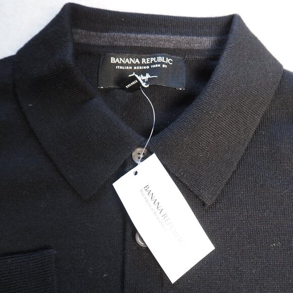 Banana Republic Mens Long Sleeve Polo Sweater M 100% Merino Wool Collar (Defect) - Picture 1 of 7